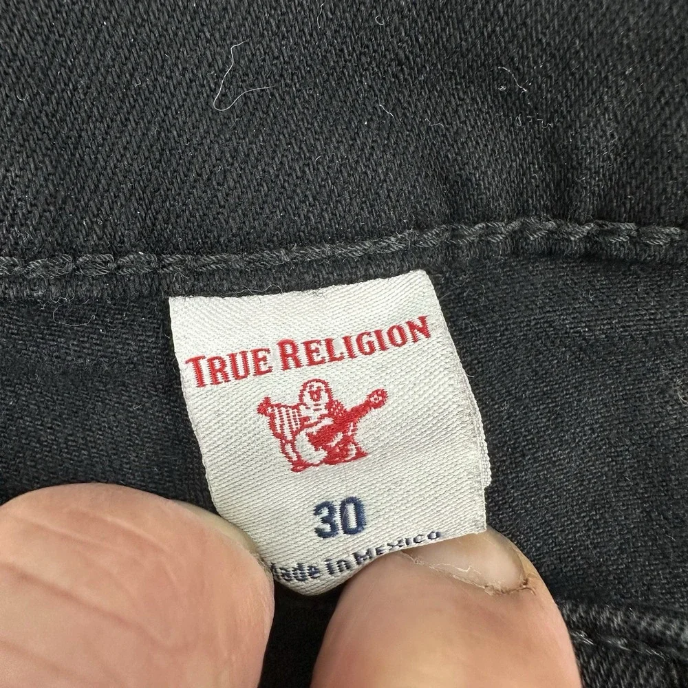 True Religion GENO Relaxed Slim Fit Jeans Men 30x33 Rinse Black Straight Stretch